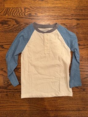 Crewcuts Blue Cream Henley Boys Size 2 XXS NWT